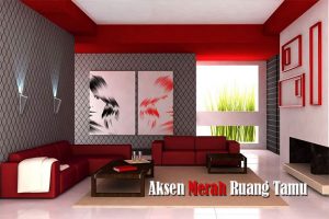 Aksen Merah Pada Ruang Tamu