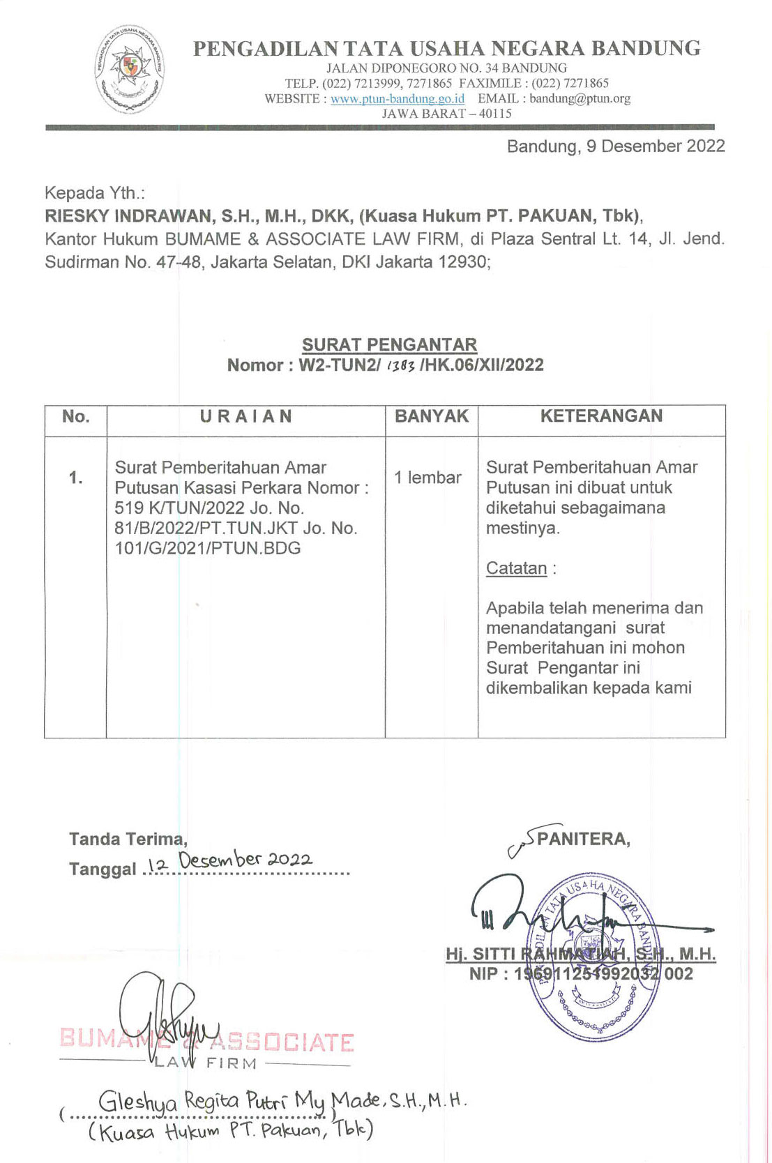 surat putusan kasasi shila sawangan tidak bersalah 2